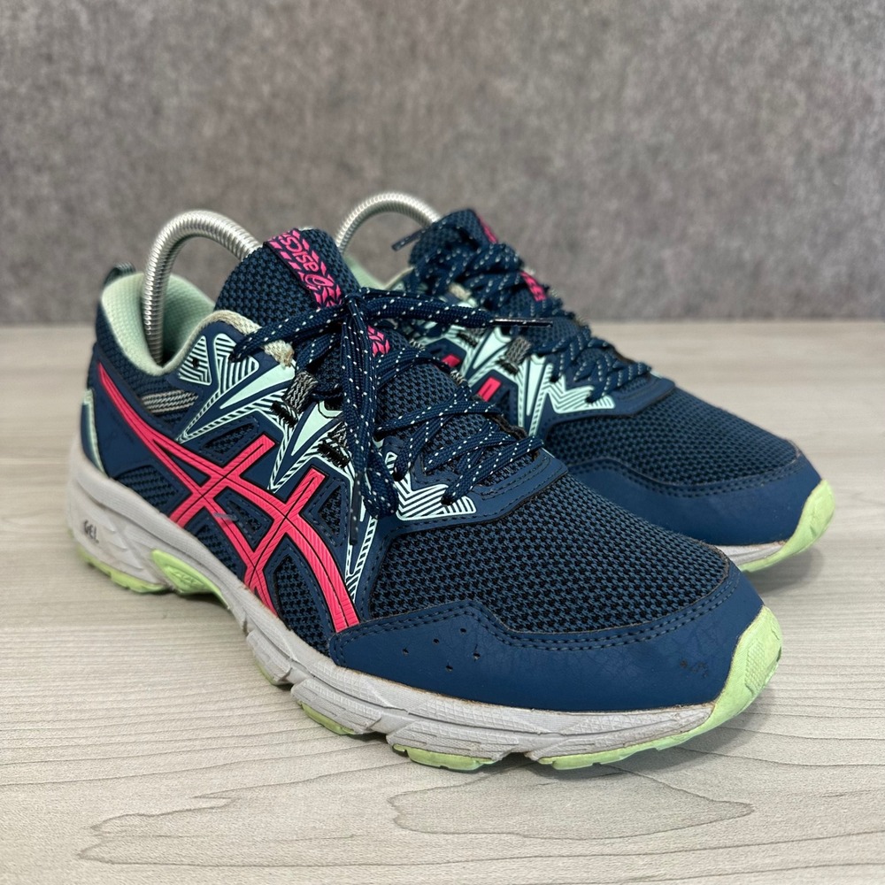 ASICS GEL-Venture 8 Womens 8.5 Blue Pink Trail Running Shoes Mesh Sneakers